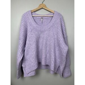 Free People Blue Bell Oversized Chunky Knit Purple Lavender Sweater Cozy Casual